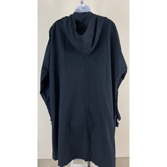 WHYRED Navy Cotton Hooded 3/4 Length Trench Coat Zip Close Sz 50 Women's XL - Picture 4 of 10